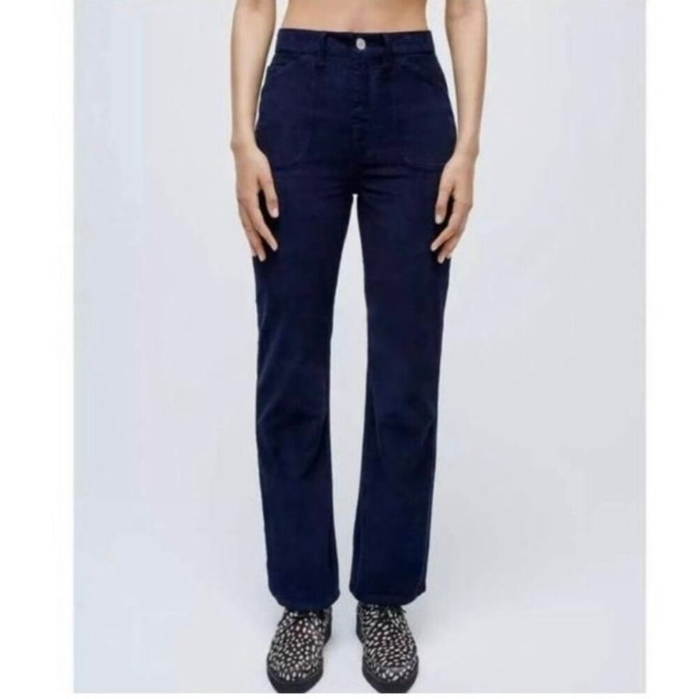 RE/DONE 70's Pocket Loose Flare Navy Blue Corduroy Pants Women’s Size 28